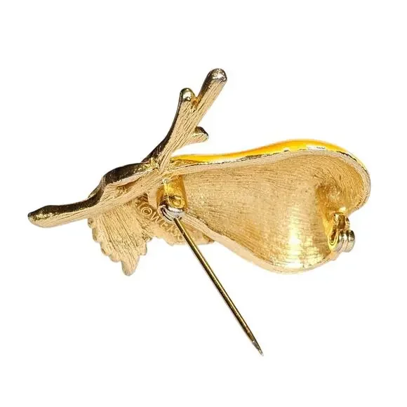 Vintage Weiss Vibrant Enamel Pear Brooch Signed Designer Jewelry - Picture 3 of 3